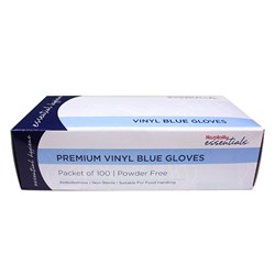 Premium Vinyl Gloves Powder Free Blue Small Essentials Collection